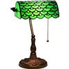 Uziqueif Lampada da Scrivania, Tiffany, Paralume Vintage in Vetro Colorato, per Soggiorno Camera da Letto Tavolino da caffè, Verde, Colibrì, Libellula, Peonia, Farfalla, Ghisa, 39 cm, 2.5 kg