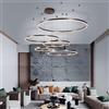 WayLuoung LED Lampadario Metallo | 5 Cerchi 20+40+60+80+100cm | 130W Lampada Sospensione Soffitto Anelli, Telecomando Dimmerabile 3000-6000K, Lampada Sospensione Paralume Acrilico Soggiorno 【Marrone】