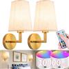 YHCDLAMP Lampada da parete a batteria con telecomando, dimmerabile a batteria, set di due, lampada da parete wireless per interni con lampadina ricaricabile per camera da letto e soggiorno (