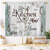 Laifzere Teal Farmhouse Rustic Kitchen Curtains Wooden Wood Small Short Cafe Window Curtains Vintage Fork Spoon Retro Rod Pocket Bathroom Living Room Bedroom Drapes Treatment 2 Panels (27.5x39 Inch)