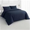 NARCISO Copripiumino Una Piazza e Mezza 200x220 in Microfibra con Trama Embossed (1 Federa Inclusa) Set Copripiumino Una Piazza e Mezza con Zip, Morbido e Anallergico, Made in Italy (Navy)
