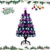 RELAX4LIFE Albero di Natale Artificiale 90cm con Luci in Fibre Ottiche 2 Effetti (Bianco/Lilla) e Stella a LED, Rami Folti e Realistici in PVC, Base Pieghevole in Ferro (Modello 3, 90 cm)