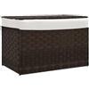 vidaXL Cesto Biancheria Coperchio Marrone Scuro 55,5x35x34 Polyrattan