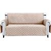 emmevi Copridivano Impermeabile Tasche Laterali Proteggi Divano Antimacchia Antiscivolo 4 Posti Beige