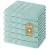 Lavea® 6 Lavette Bagno 30x30 cm in Spugna di Cotone Bio 100% Morbidi e Assorbenti, per Casa Hotel Spa - Ideali anche come Asciugamano Viso e Bidet - Verde ghiaccio