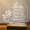Generic Lampada led personalizzata, Luce notturna decorativa, Lampada notturna a led, base in legno e cavo usb. IDEA REGALO, MAMMA, Papà, NONNA,NONNI, (50 ANNI BUON COMPLEANNO)