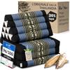livasia cuscino thai a 3 segmenti - 175x50x8cm - cuscino triangolare con materasso pieghevole, cuscino a cuneo kapok, cuscino per la schiena pieghevole, tappetino thai, fatto a mano (Blu/Elefanti)