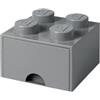 Room Copenhagen- Cassettiera mattoncino Lego 4 Bottoni, 1 cassetto, Cassa portaoggetti impilabile, 4.7 l, Grigio Scuro, Colore, 40051754
