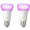 Philips Hue White and Color Ambiance Lampadina Smart LED, Attacco E27, Luce Bianca o Colorata, 9W, 2 Pezzi