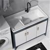 SUKORI Mobile Con Lavabo e Lavandino in Ceramica, Sottolavabo Completo, Bianco, Adatto per Balcone, Garage e Lavanderia