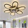 GWYAJTU Silenzioso Lampadario Ventilatore Moderno Dimmerabile Ventola Soffitto Con Luce Reversibile 6 Velocità Plafoniera Con Ventilatore E Telecomando App Per Camere Da Letto E Soggiorni, Nero