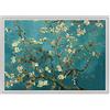 ConKrea - Quadro su Tela Canvas INTELAIATO - con Cornice - Ramo di MANDORLO Fiorito per Van Gogh - 70x100cm - Stile Contemporaneo Bianco - (cod.296)