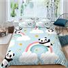 Loussiesd Set di biancheria da letto per bambini,con motivo a panda animale,per ragazzi,ragazze,bambini,adolescenti,decorazione per camera da letto,copriletto con 1 federa