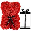 Générique Generico Orso con Rose Artificiali Teddy Romantico con Scatola Regalo Trasparente per San Valentino, Anniversario, Festa della Mamma, Fidanzata (A - Rosso)
