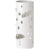Baroni Home Portaombrelli Cilindrico in Metallo con Intagli a Forma di Pioggia e Ombrelli 18,5x18,5x49 cm con Gancino e Vaschetta Scolapioggia Rimovibile, Bianco