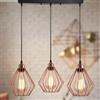 LEDSone Modern 3 Heads Ceiling Pendant Light Cage Fitting Rose Gold Diamond Vintage Style Lights (Diamante - Oro rosa)