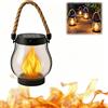 Generico Lanterna solare per esterni, impermeabile, fiamma danzante, lanterna solare, luci esterne, corda di canapa, lanterne a fiamma da appendere per decorazioni da giardino e cortile