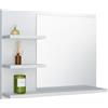 FreshYou Specchio da bagno con 3 ripiani, sospeso, specchio per corridoio, camera da letto, bagno, bianco 60X50 cm - Sinistro