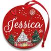 Corredino Neonato Pallina di Natale Personalizzata con Nome, Decorazione Natalizia 100% Italiana, Rosso, 10 cm (Rosso, Jessica)