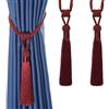 Bel Avenir, Fermatende in corda intrecciata a mano, con nappe decorative, per la casa, colore: rosso, set da 2