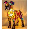 Generic Lampada per Gatti/Cani in Vetro Colorato, Lampada da Tavolo in Resina Stile Retrò con Gatto, Lampada a LED Carina a Tema Animali, Serie Animali, Regalo per Amanti degli Animali (Boxer)