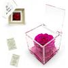La Rosa dei Sogni Rosa Stabilizzata Profumata con Petali in gel in Cubo Trasparente - Confezione Regalo Elegante - Durata 5-7 anni - Made in Italy - 5x5 cm (Fucsia)