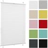 Generic Tenda plissettata senza forare - 65 x 120 cm - Bianco - per interni, per finestre, fissaggio a morsetto (Klemmfix)