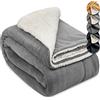 Beautissu coperta plaid Sherpa in pile morbida e calda da divano invernale | 150x200cm XXL Grigio/Bianca spessa matrimoniale caldo Alina
