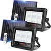 Aigostar Faretto LED Esterno con Pannello Solare 50W, Luce Bianca 6500k. Faretto con Pannello Solare con Telecomando. Display di potenza, IP65, Utilizzato per garage, patio, 2pcs