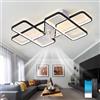 Fachae 70W Led Lampadario Con Pale Modalità Inverno-Estate Lampada Ventilatore Da Soffitto Timer Di Silenziamento Plafoniera Con Ventilatore Da Soffitto Nero Design Moderno