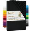 Lavea® Lenzuolo con Angoli Una Piazza e Mezza Francese 140x200 cm - 100% Cotone Morbido e Traspirante - per Materassi alti fino a 20 cm - con Elastico in Jersey - Nero