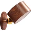 TITA-DONG Lampade da Parete Moderne in Legno Massello Ruotabili a 360°, Luci di Lettura Montate a LED, 3 Livelli di Luminosità Batteria Ricaricabile Rotazione a 360° Sfera Magnetica Controllo(Marrone)
