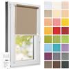 Estika Tenda a rullo semi-trasparente senza forare - 40 x 120 cm - Beige scuro - per interni, per finestre, tessuto con protezione solare