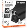Eurocali 5x Profili Angolari da 2 metri (10mt) in Alluminio Nero per Strisce LED Copertura Opaca - larghezza max striscia led 12,1 mm - 19 x 19