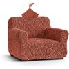 PAULATO BY GA.I.CO. PAULATO - Copridivano 1 Posto Poltrona in Cotone, Tessuto Bielastico Antigraffio Lavabile in Lavatrice, Certificato OEKO-TEX, Disegno Terracotta - Made in Italy