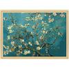 ConKrea - Quadro su Tela Canvas INTELAIATO - con Cornice - Ramo di MANDORLO Fiorito per Van Gogh - 70x100cm - Stile Contemporaneo Legno Naturale - (cod.296)