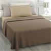 L'ANTICO ARCOLAIO - Lenzuola Una Piazza e Mezza Set 3 Pezzi (Lenzuolo Sotto Beige, Lenzuolo Sopra Marrone) Lenzuola 1 Piazza e Mezza Jaquard in Microfibra, Biancheria da Letto Made in Italy