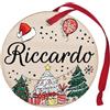 Corredino Neonato Pallina di Natale Personalizzata con Nome Riccardo, Decorazione Natalizia in legno 100% Italiana, cerchietto albero natale da 8 cm (legno, Riccardo)