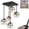 HOFSTEIN Koyoto, lampada da soffitto/metallo/vetro nei colori nero/fumo/chiaro, apparecchio di illuminazione dal design moderno retrò/vintage con paralumi in vetro (Ø 15 cm), 5 x E14, senza lampadine