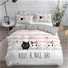 CCZM Copripiumino Singolo 155x200 Gatto Set Biancheria da Letto in Microfibra di 3 Pezzi, 1 Parure Copri Piumone con 2 Federe 50x80 cm con Cerniera