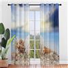 Hiseng 2 Pezzi Tende Voile Trasparente Interni, Decorativi Sheer Tenda per Camera da Letto Finestre Porta Cucina Soggiorno, 3D Vista Mare Stampa Semi Trasparente Tende (140x275cm,Corallo)