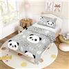 Morbuy Copripiumino Singolo 140x200 e 1 Federa 50x75, Set Copripiumino Singolo in Microfibra, Biancheria da Letto di Panda Stampa