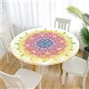 FANSU Tovaglia Rotonda Antimacchia Impermeabile con Bordo Elastico Adatto, Copertura Poliestere Moderna Lavabile Copritavolo per la Decorazione Della Casa Cucina (Boemia dorata,150 cm)