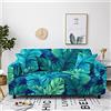 Chickwing Pianta Stampa di Foglia Copridivano Elastico 1/2/3/4 Posti, Chickw11 Copridivano Protettore Universale Braccioli Sofa Ideale per Poltrone Mobili Copridivano (pianta blu,2 Posti)