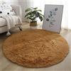 Hiseng Rotonda Shaggy Tappeto per Soggiorno, Hiser Moderno Soffice Peloso Ultra Molle Antiscivolo Tappeti Moquette per Interni Divano Camera da Letto Bambino Cameretta (Cammello,100x100cm)
