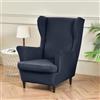 Hixingo 2 Pezzi Copripoltrona con Orecchie Elasticizzato, Colore Solido Copripoltrone Lavabile Copri Poltrona Soggiorno, Copertura Poltrona Universale (Blu navy,One size)