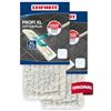 Leifheit Set da due ricambi Panno Cotton Plus di ricambio per lavapavimenti Profi XL, rivestimento in microfibra per la pulizia della casa, Bianco e blu, dimensioni XL 42 cm