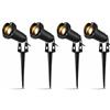 damastoreitalia Kit 4 Faretto da Giardino con Picchetto GU10 IP65 in Alluminio Nero, Orientabile per Illuminazione Piante Alberi Vialetti Esterno 220V Senza Lampadina (Nero - Kit 4 pezzi)