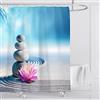 OCEUMACO Tenda Doccia Antimuffa Zen Tenda per Doccia Grande in Tessuto Poliestere 3D Bamboo Fiori Angolare Impermeabile 240x200 cm Tenda Vasca da Bagno Lavabile - Blu Grigio