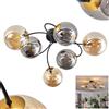 hofstein Plafoniera Chehalis, lampada da soffitto in metallo/vetro nero/oro/fumo/ambra, lampada in stile retrò/vintage con ombrelli in vetro (Ø 15 cm), 6 LED G9, senza lampadina